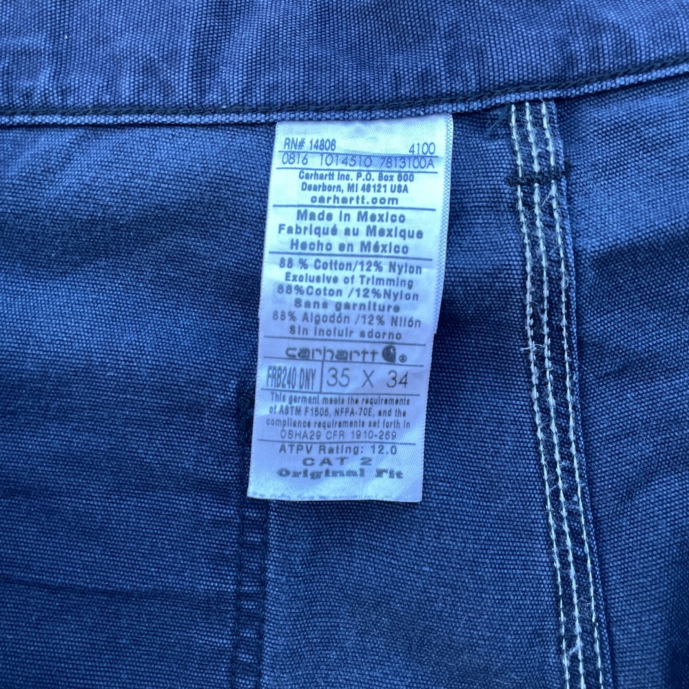 Carhartt Cargo Pants Mens 35x34 Blue Workwear FR Flame Resistant FRB240 DNY - Picture 3 of 9